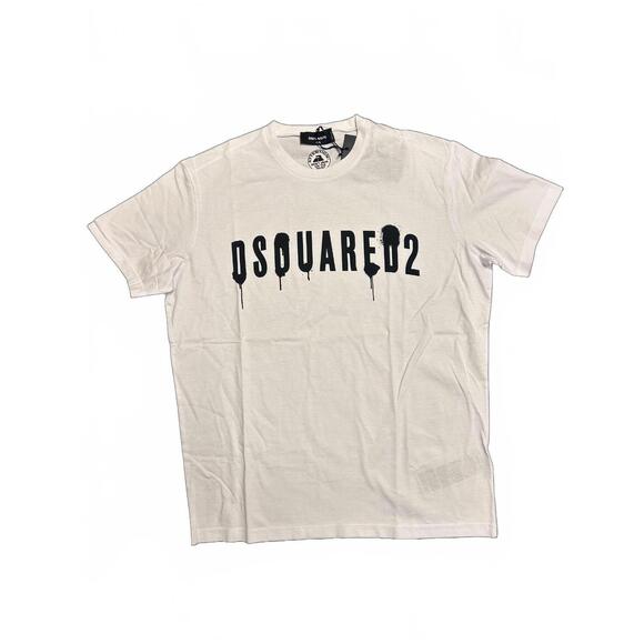 NEW DSQUARED2 men's short sleeve t-shirt in white